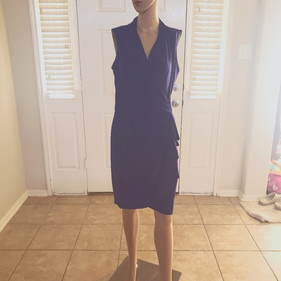Nine West 8 chiffon wrap dress gathered and draped feels like butter decadent - Picture 2 of 14